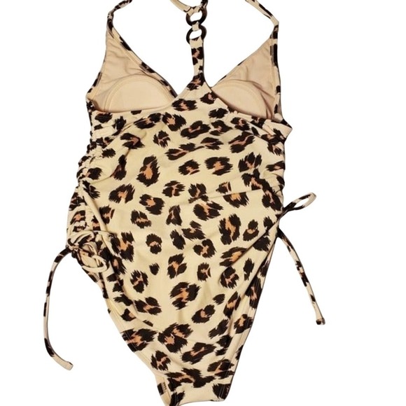 Kona Sol Swimsuit Womens Size Small Cream Cheetah Print OnePiece Adjustable Swim - Picture 2 of 12